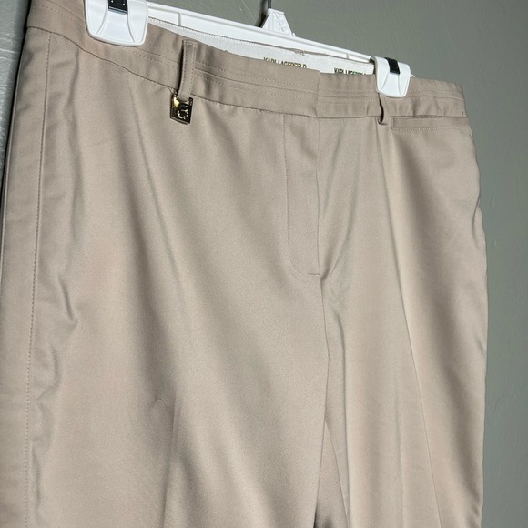 Karl Lagerfeld Paris Khaki Straight Ankle Pants - Picture 4 of 10